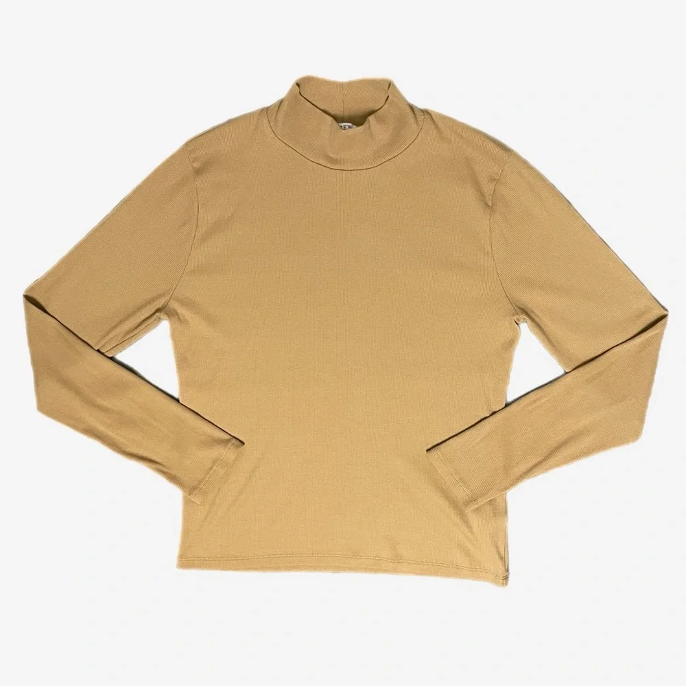 Jcrew Factory Brown ribbed slim mockneck long sleeve top neutral minimalist L